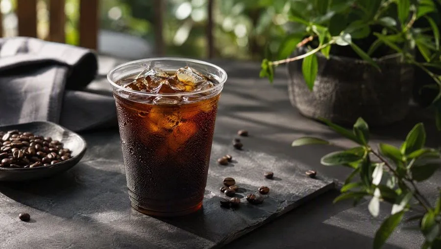 Iced Coffee Ad Photo Transformation, AI generated image