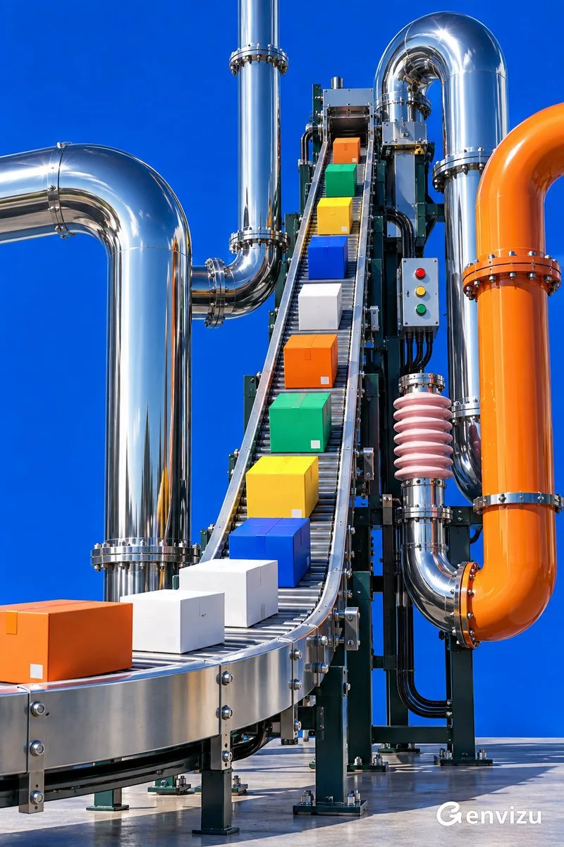 Industrial Design Sorting Device Ad, AI generated image
