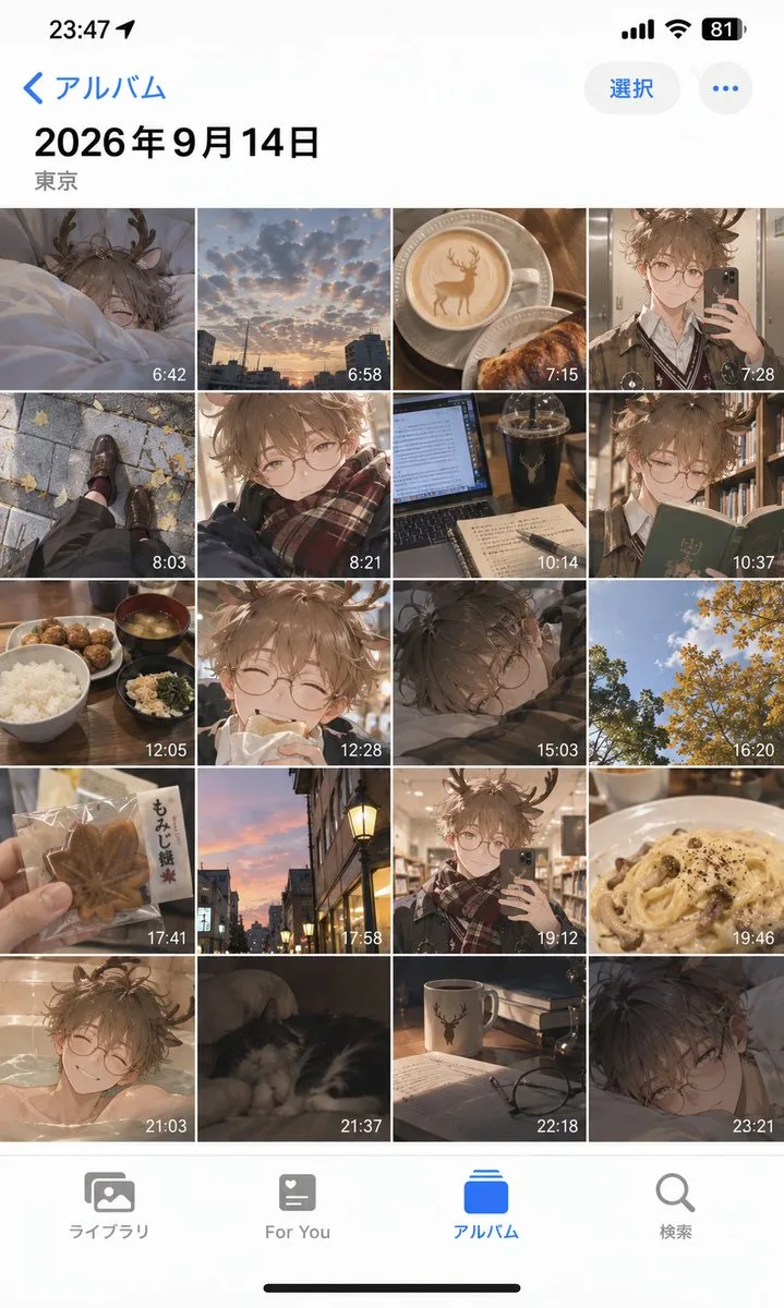 Ios Album Anime Grid Mockup, AI generated image