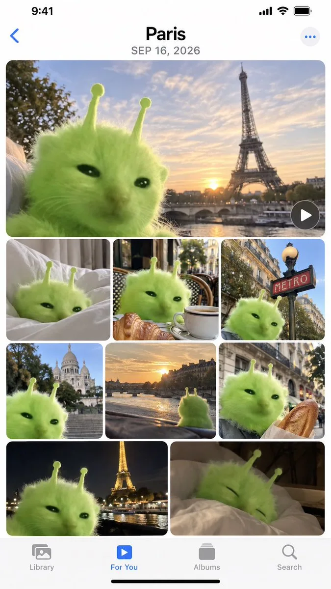 Iphone Memories Alien Cat Paris, AI generated image