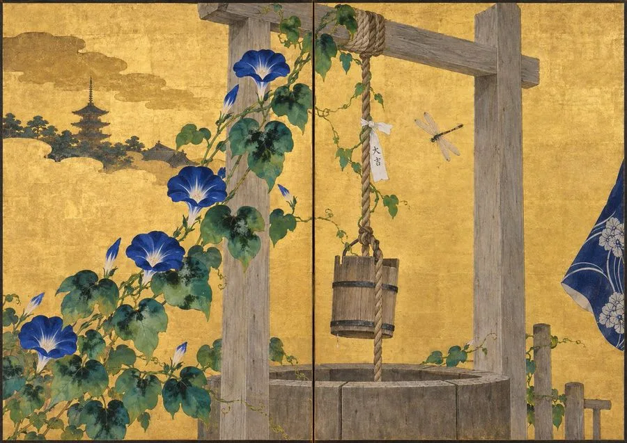 Japanese Gold Screen Painting, AI generated image