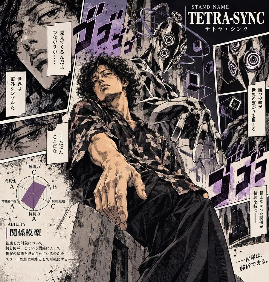 Jojo Stand Character Sheet Manga, AI generated image