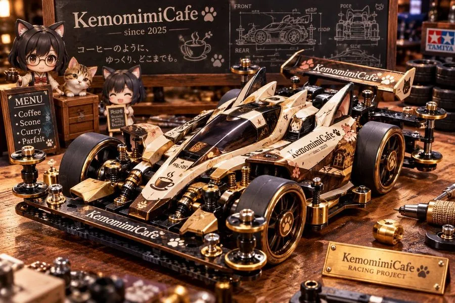 Kemomimicafe Mini 4wd Car, AI generated image