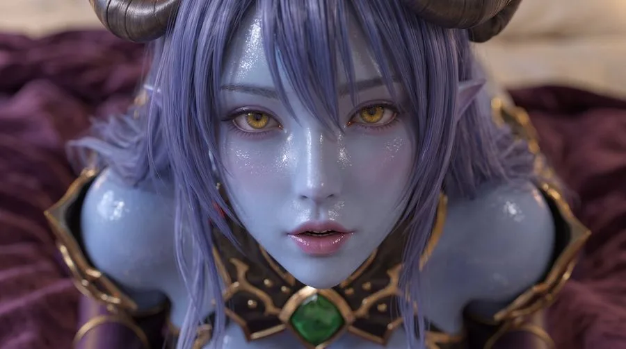 Lavender Demoness 3d Portrait, AI generated image