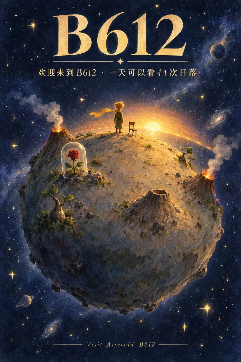 Little Prince B612 Poster, AI generated image