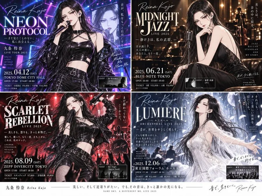 Live Concert Flyer Grid Generator, AI generated image