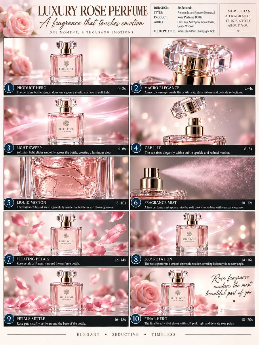 Luxury Perfume Storyboard Layout, AI generated image