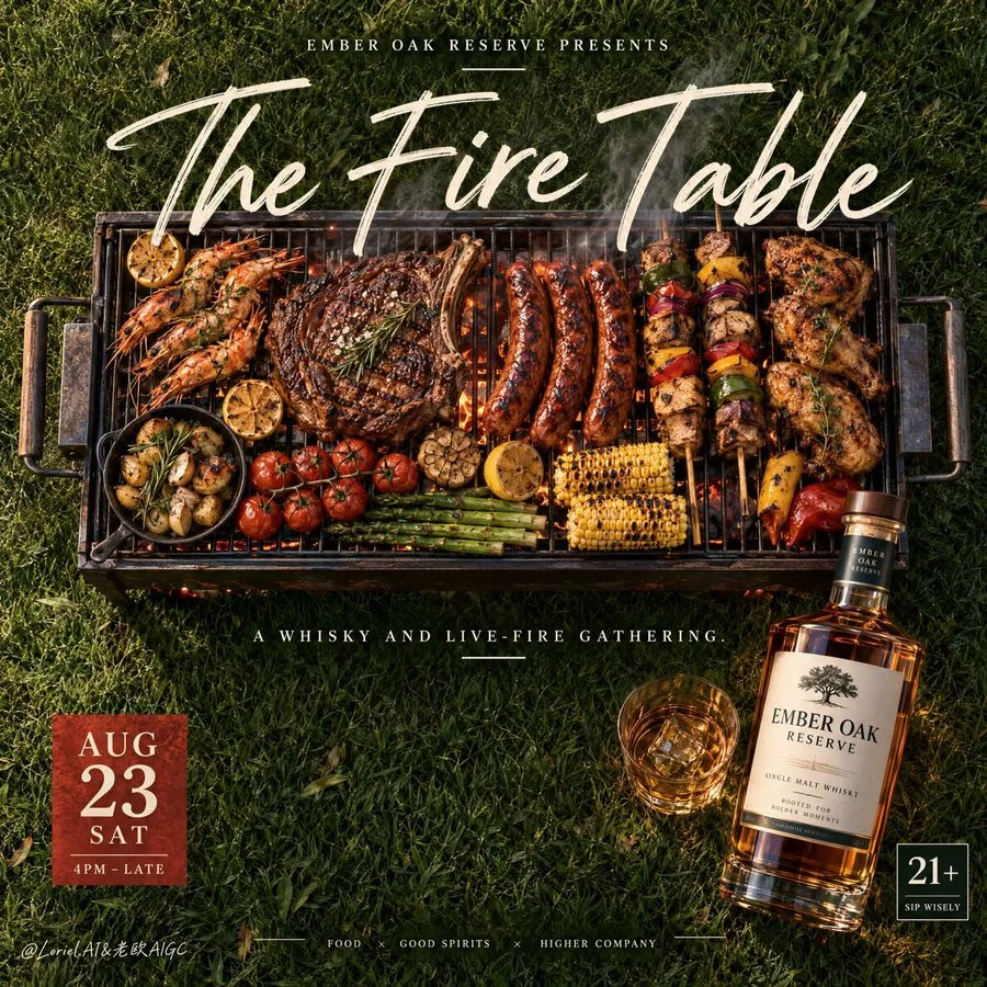 Luxury Whisky Dining Poster, AI generated image