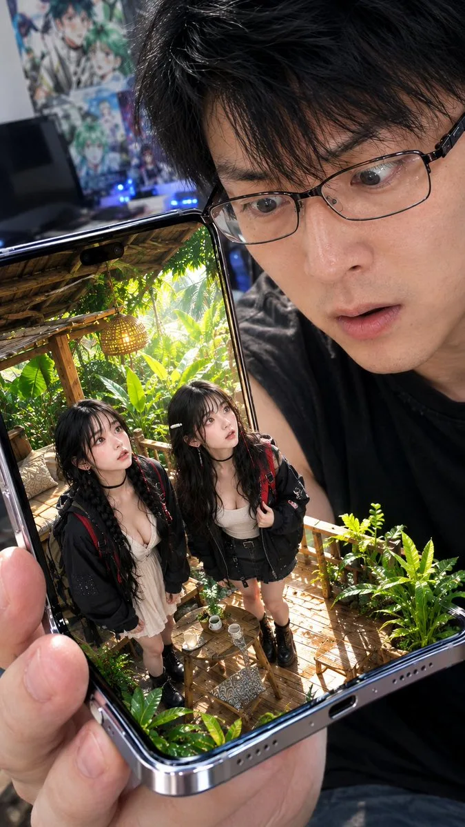 Man Shocked Ar Anime Girls, AI generated image