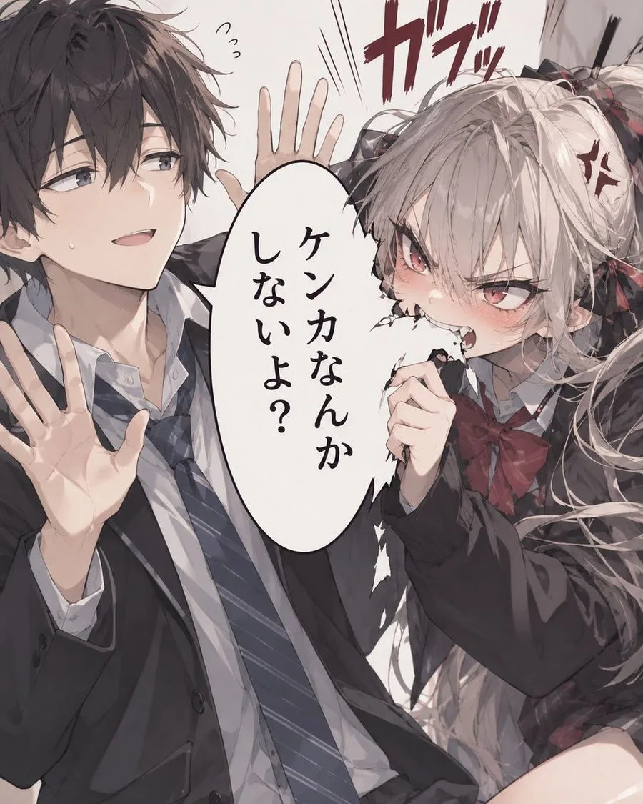 Manga Boy Girl Interaction, AI generated image