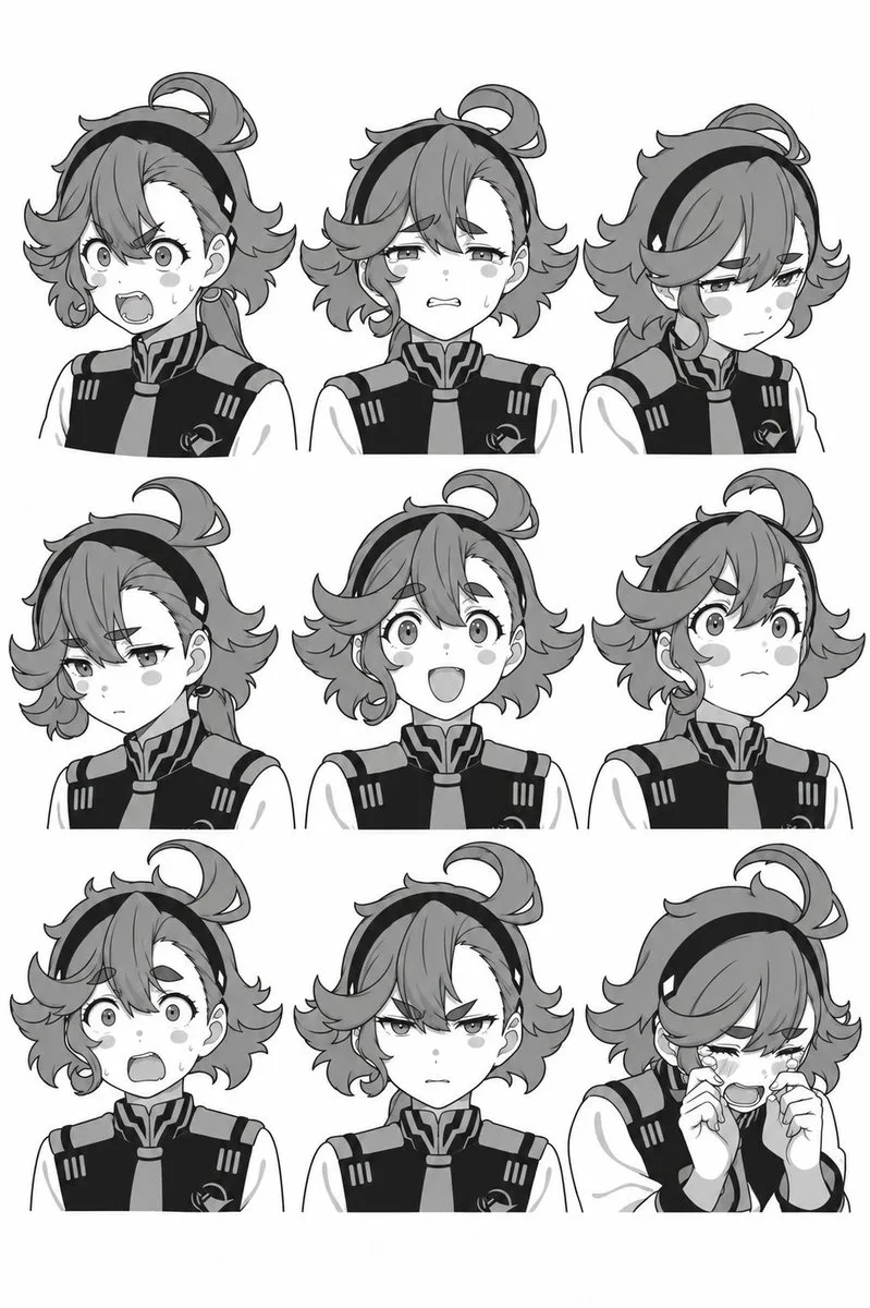 Manga Expression Sheet, AI generated image