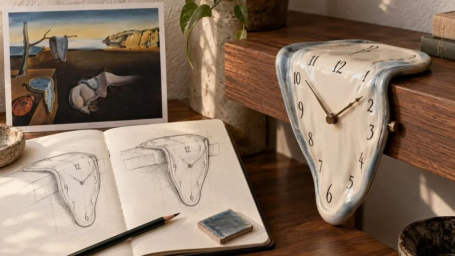 Melting Ceramic Clock Design, AI generated image