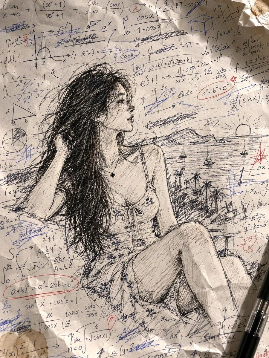 Messy Sketch Portrait Draft, AI generated image