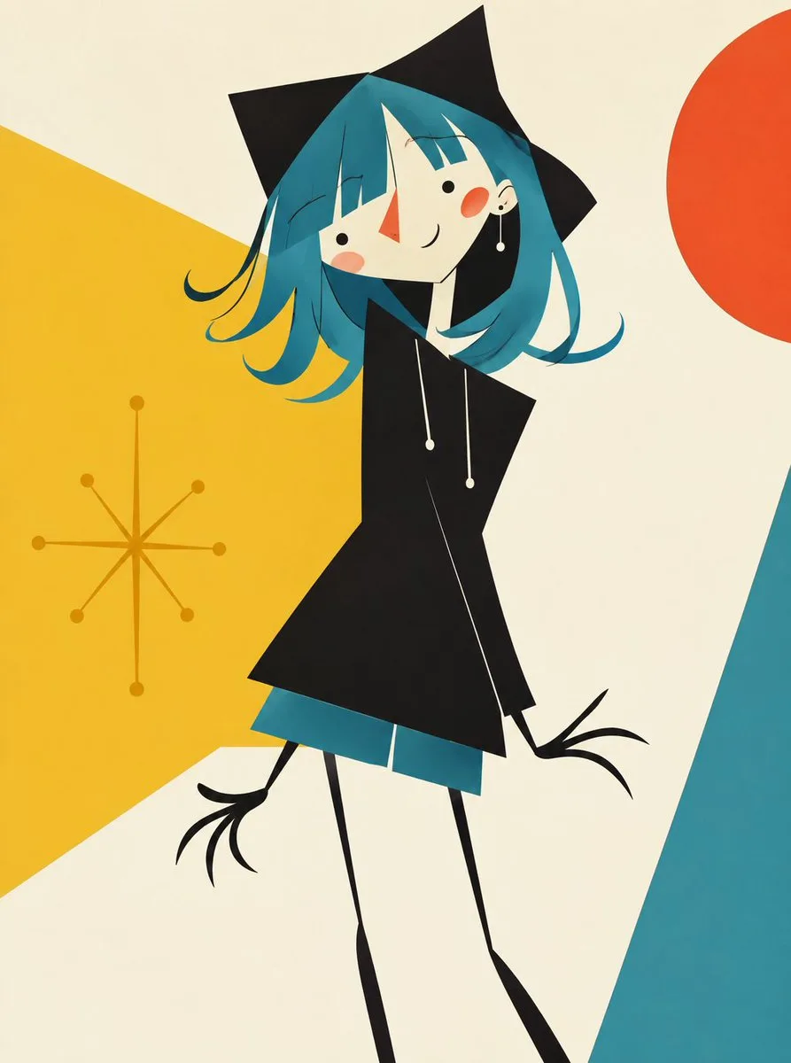 Midcentury Modern Animation Style, AI generated image
