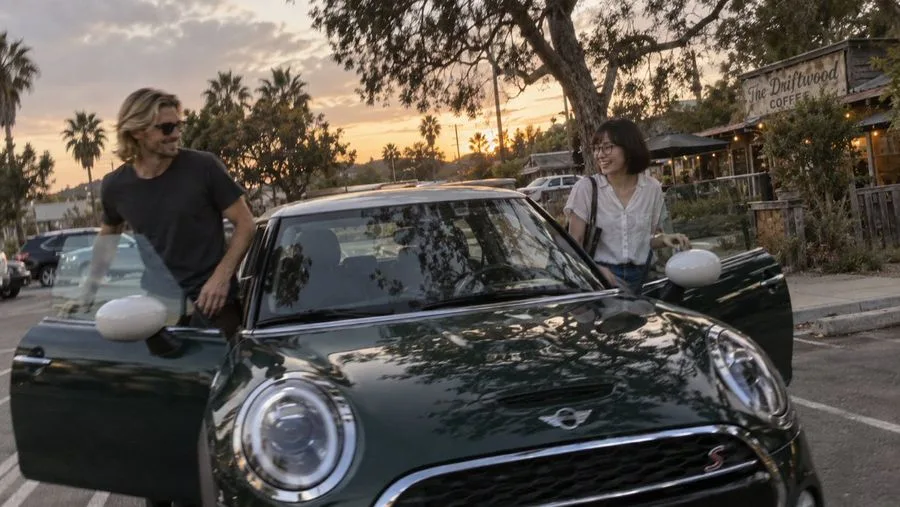 Mini Cooper Golden Hour Reflections, AI generated image