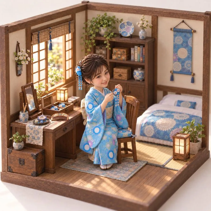 Miniature Japanese Room Diorama, AI generated image