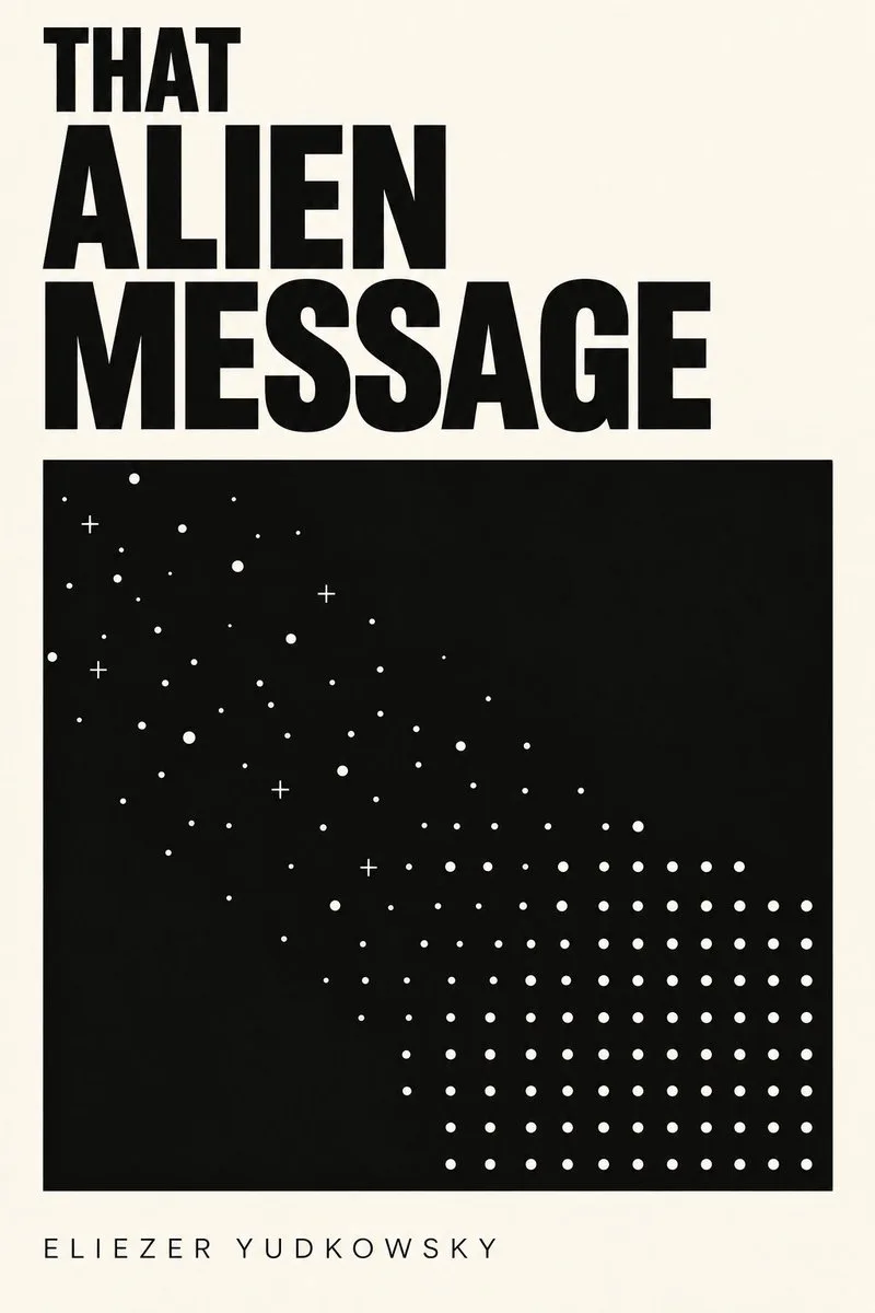 Minimalist Alien Message Book Cover, AI generated image
