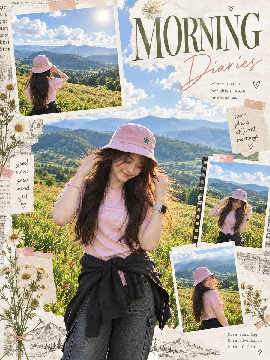 Morning Scrapbook Editorial Poster, AI generated image