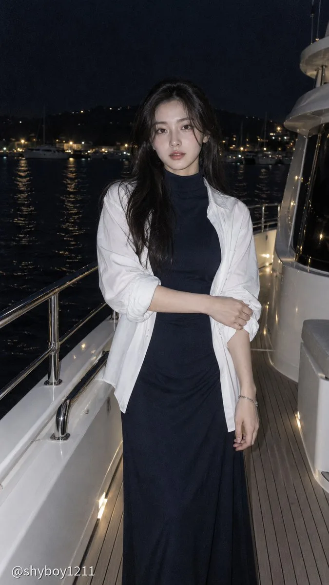 Night Yacht Portrait, AI generated image