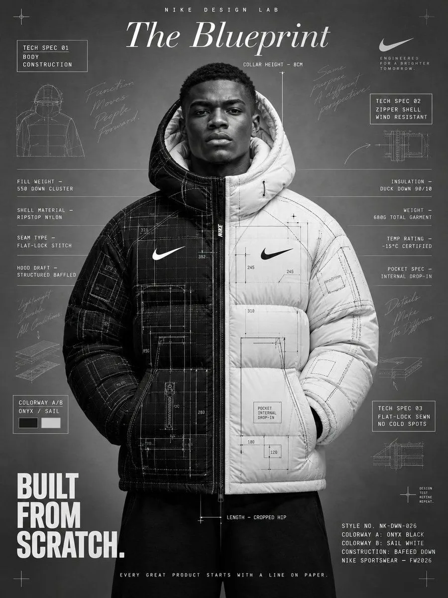 Nike Blueprint Ad, AI generated image