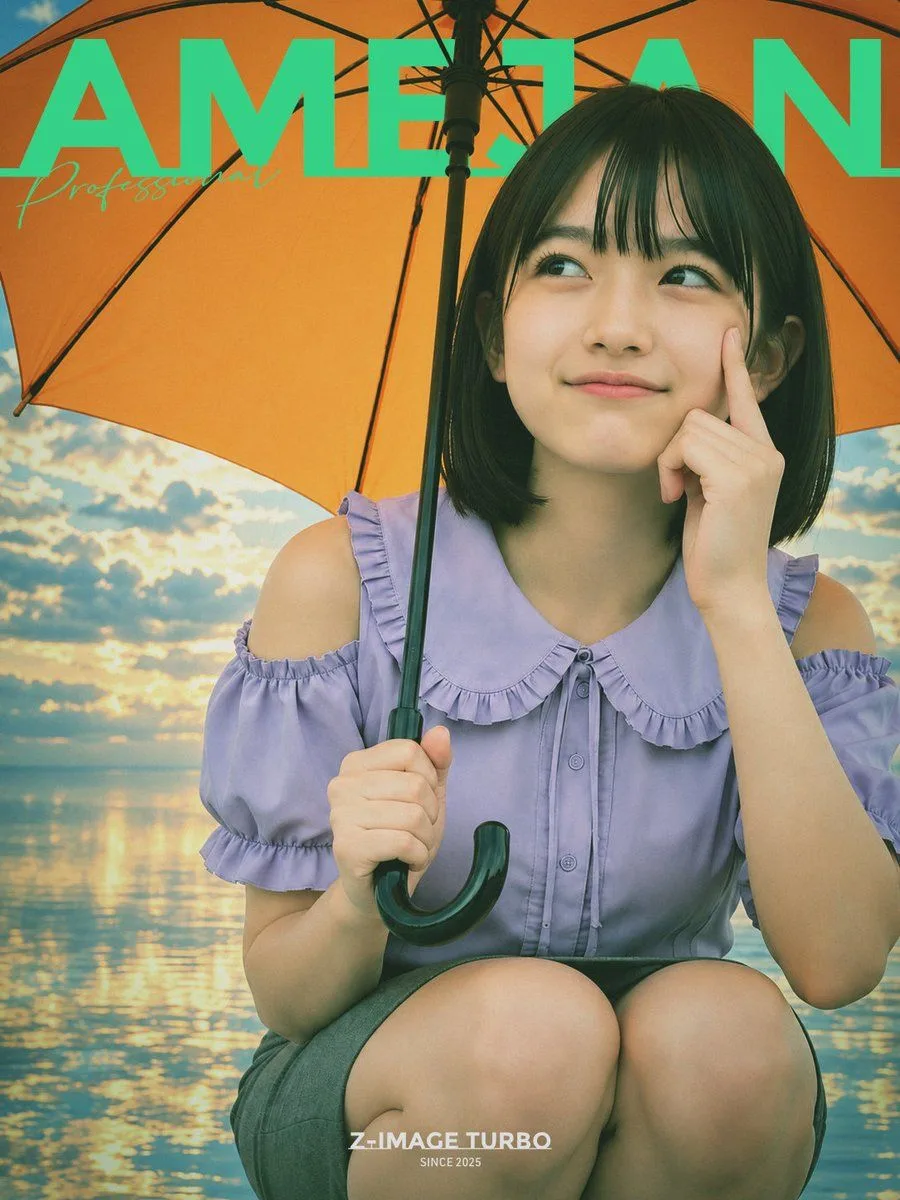 Orange Umbrella Magazine Cover, AI generated image