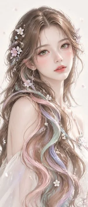 Pastel Hair Digital Portrait, AI generated image