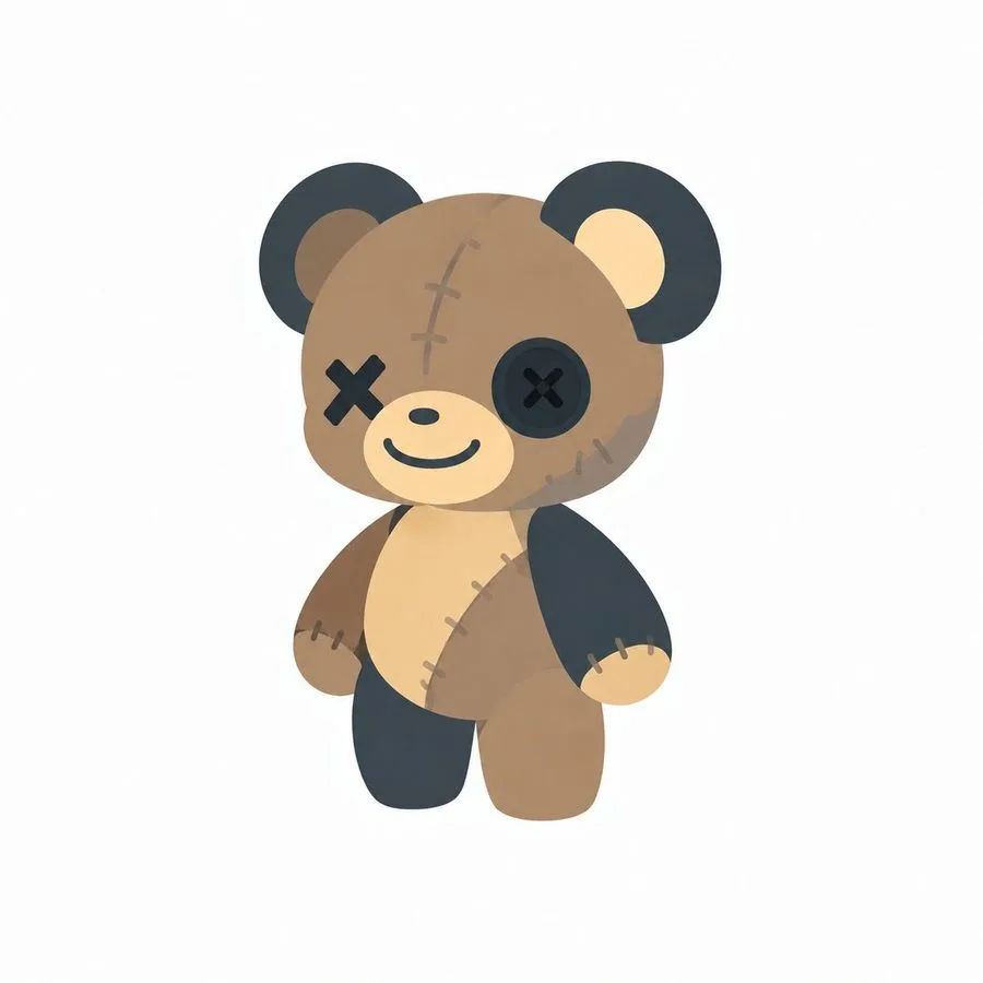 Patched Teddy Bear Mascot, AI generated image