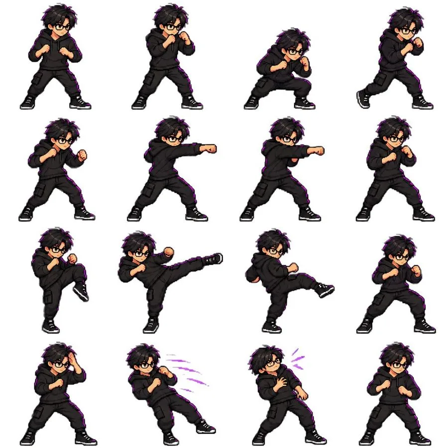Pixel Art Animation Sprite Sheet, AI generated image