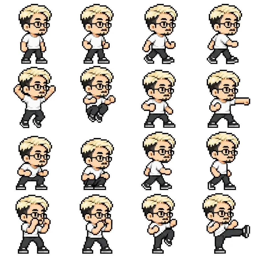 Pixel Art Motion Sprite Sheet, AI generated image