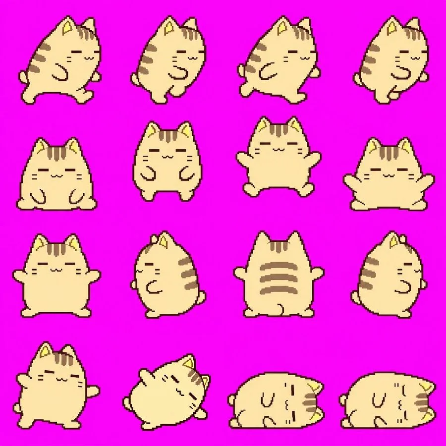 Pixel Art Sprite Sheet Motions, AI generated image