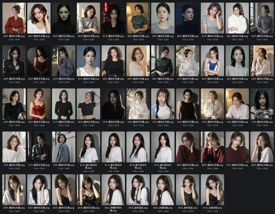 Portrait Grid Contact Sheet, AI generated image