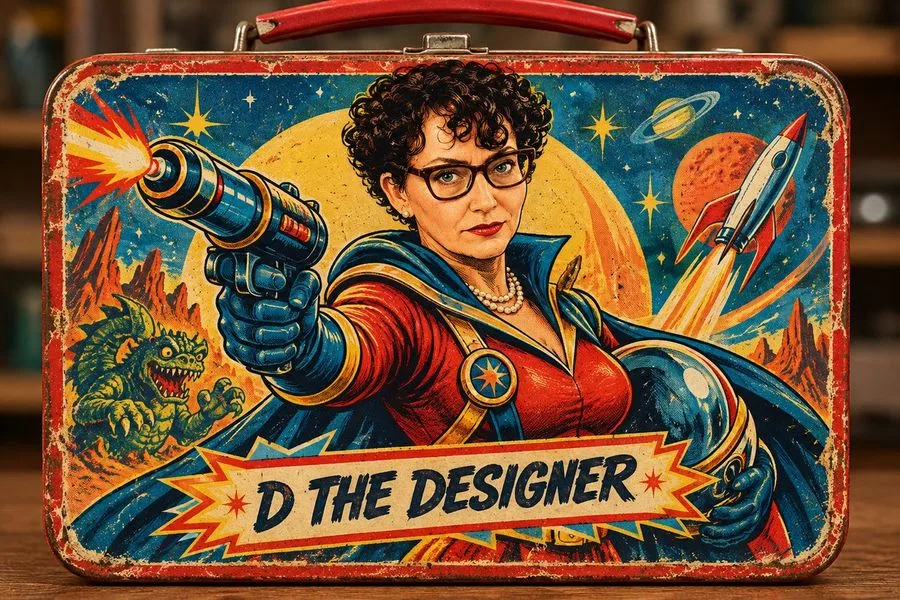 Retro Lunch Box Hero Portrait, AI generated image