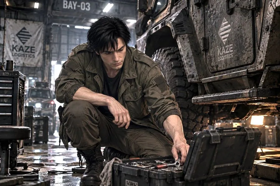 Sci Fi Mechanic Garage, AI generated image