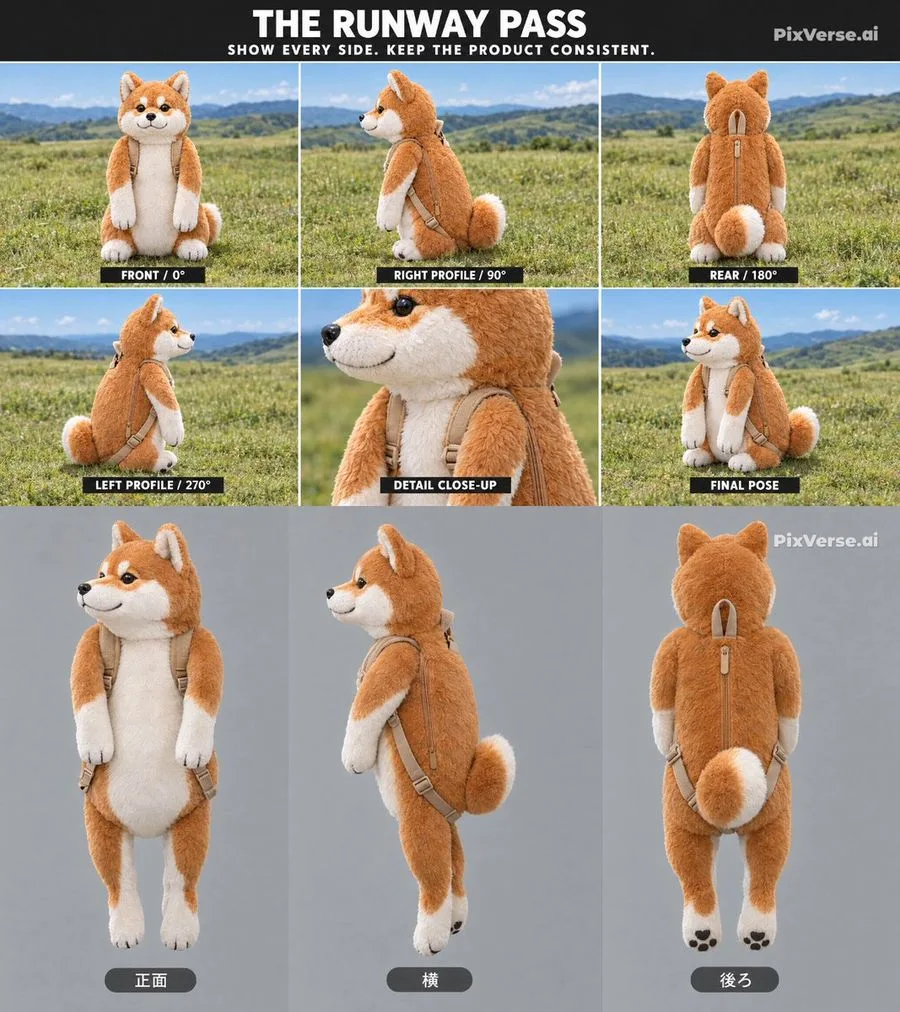 Shiba Inu Backpack Product Sheet, AI generated image