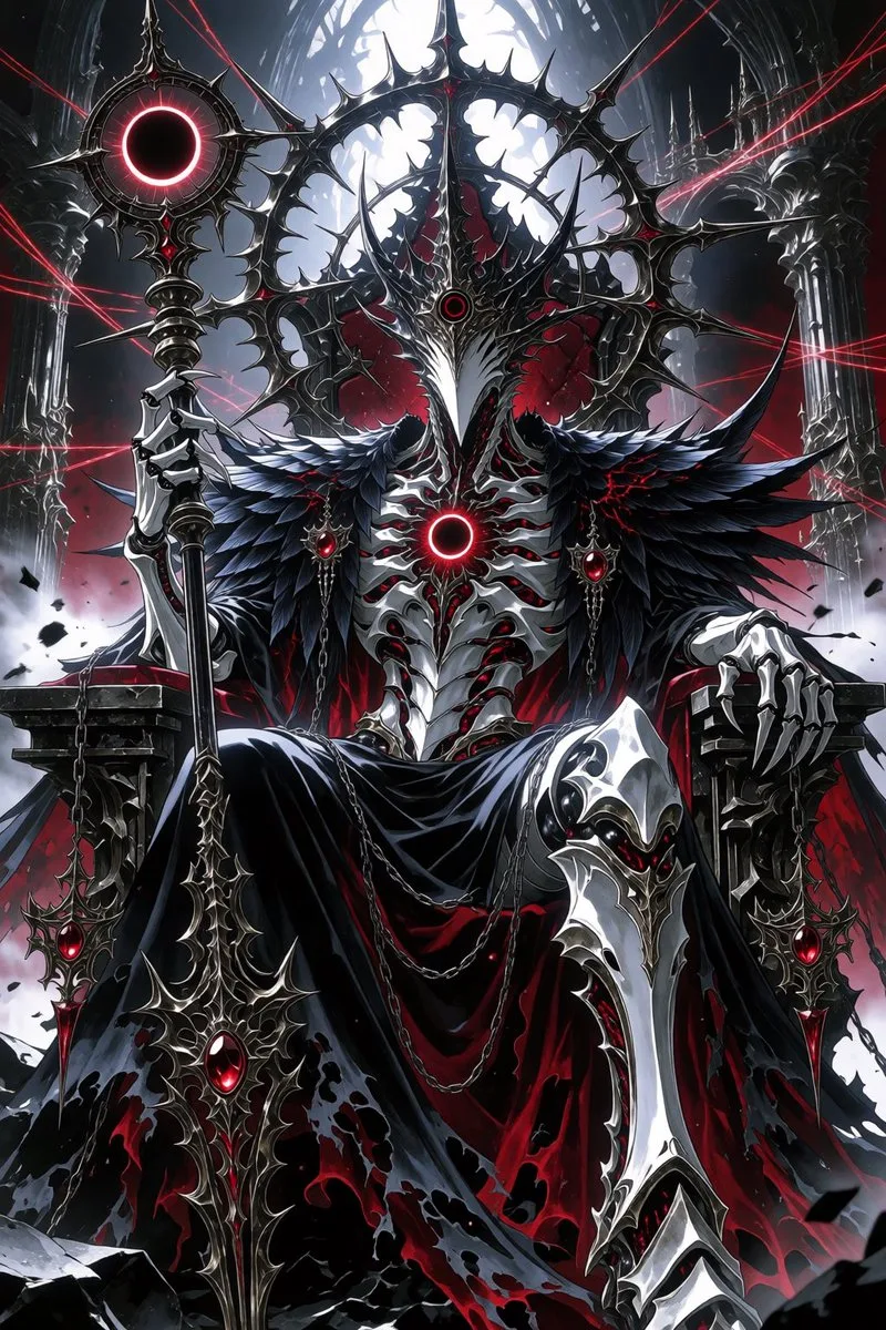 Skeletal Demon King Portrait, AI generated image