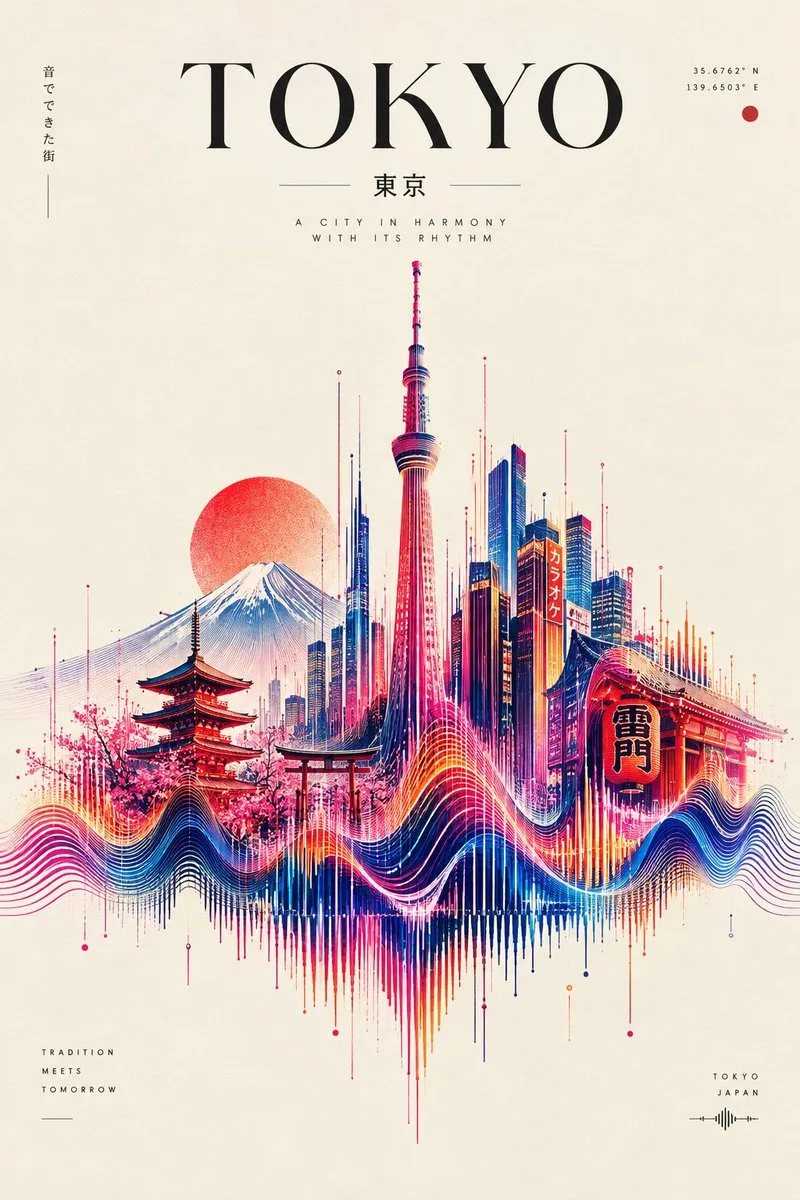 Sound Wave City Editorial, AI generated image