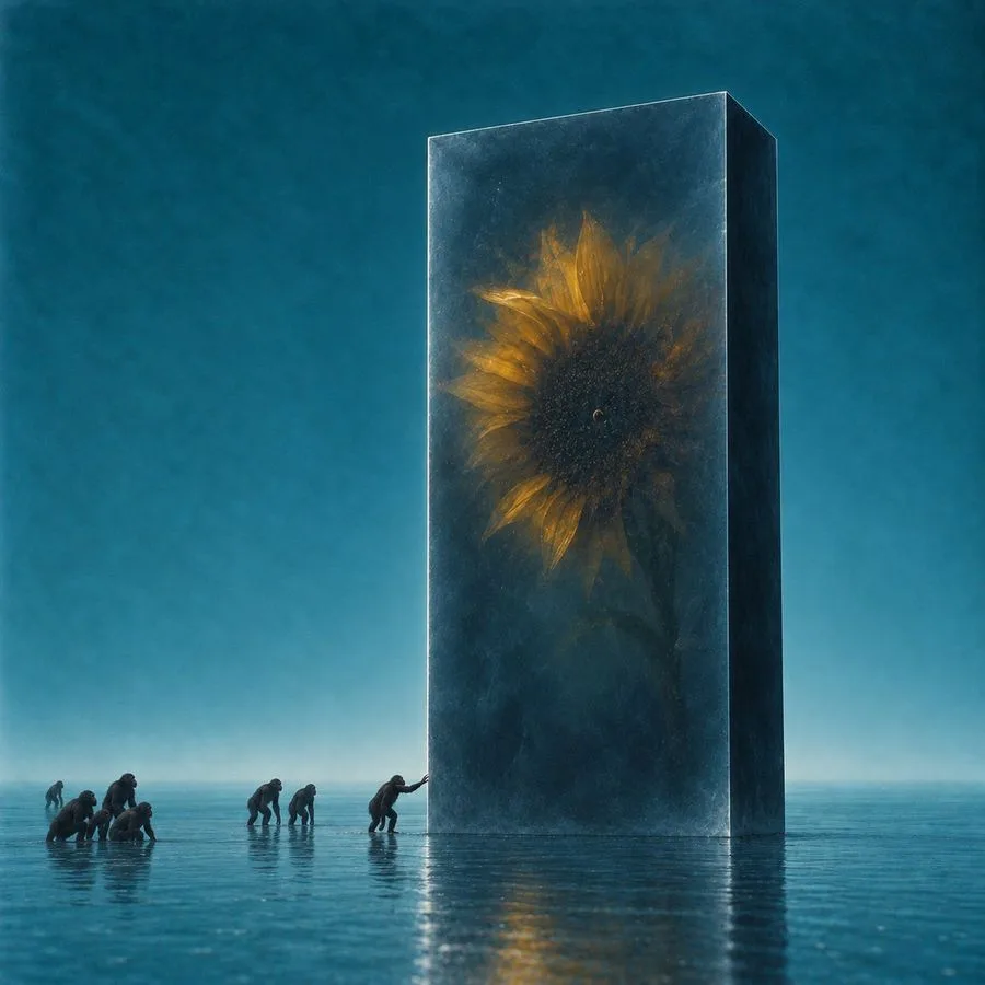 Sunflower Ice Monolith, AI generated image