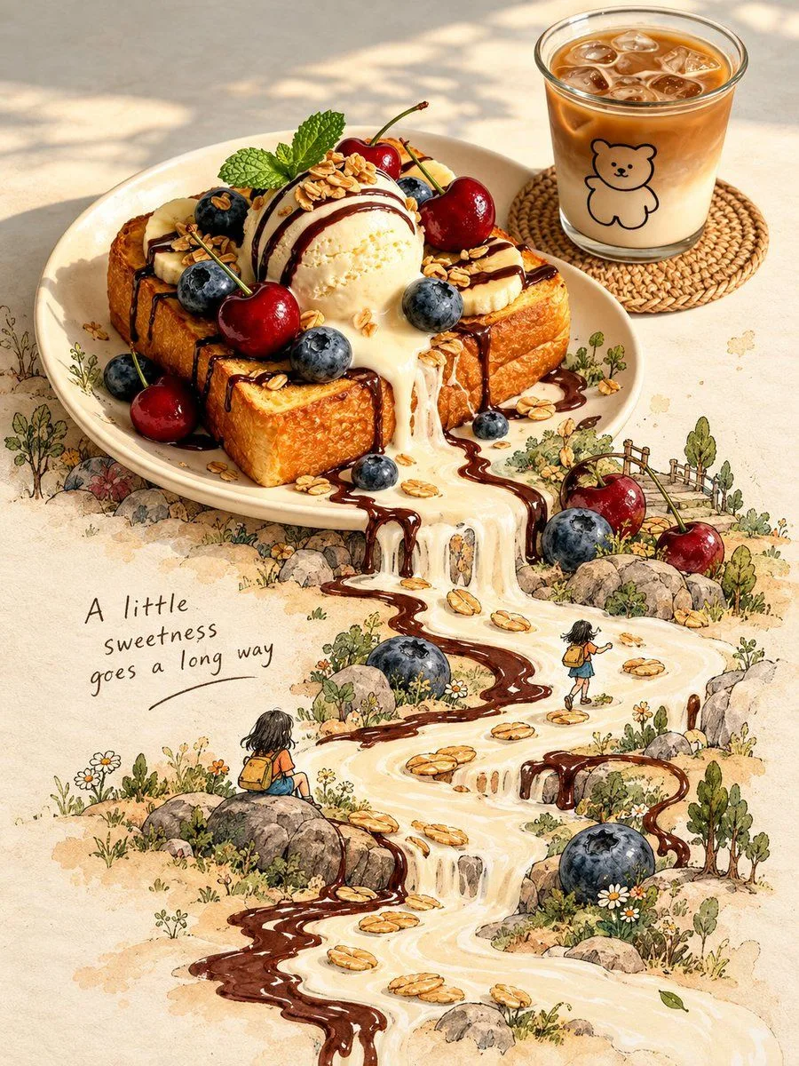 Surreal Food Storybook Art, AI generated image