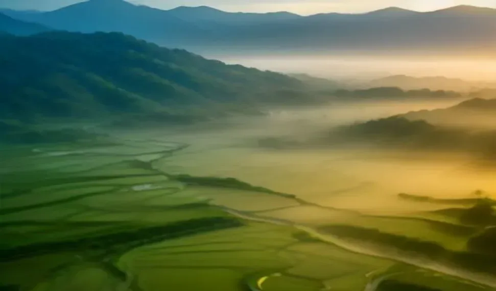 Terraced Dawn, AI generated image