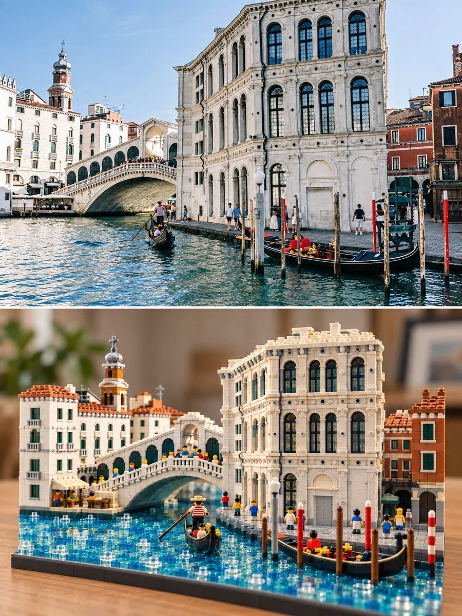 Travel Photo Lego Model Poster, AI generated image