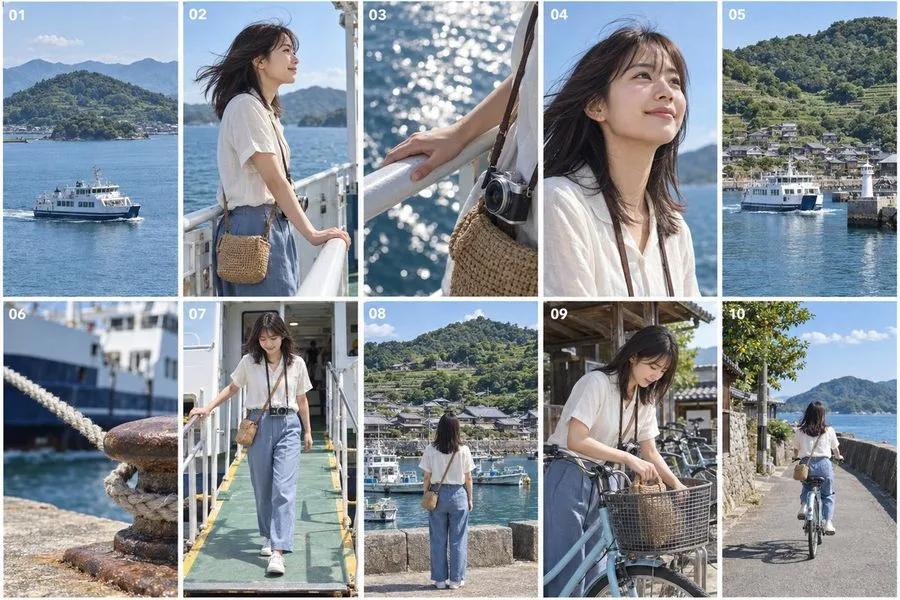 Travel Vlog Storyboard Grid, AI generated image