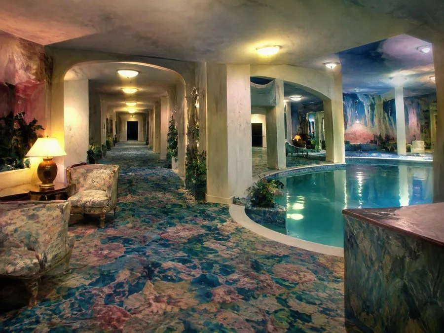 Uncanny Ai Hotel Lobby Pool, AI generated image