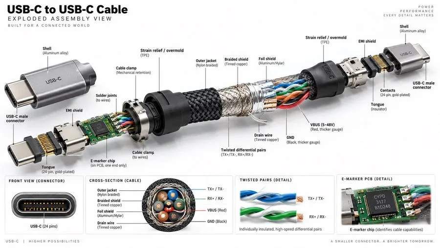 Usb C Cable Exploded View, AI generated image