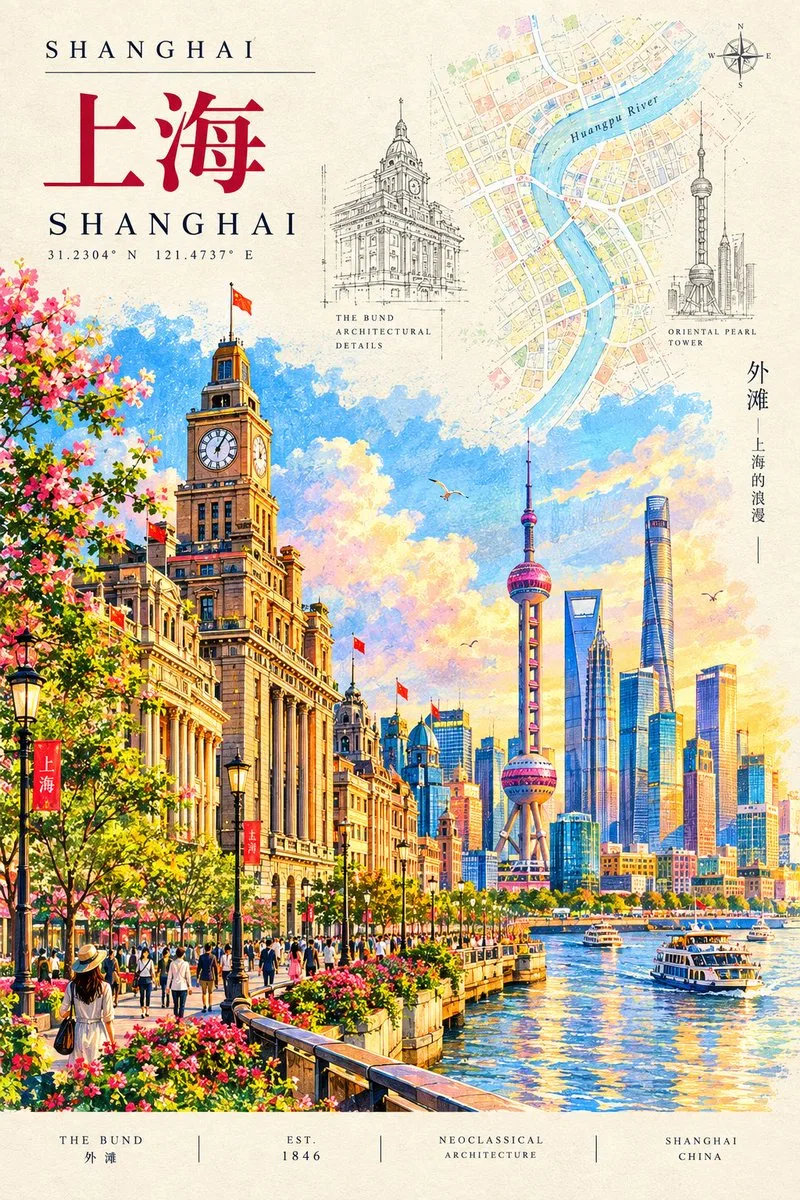 Vintage Colorful Architecture, AI generated image