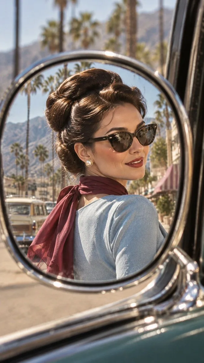Vintage Mirror Fashion Portrait, AI generated image