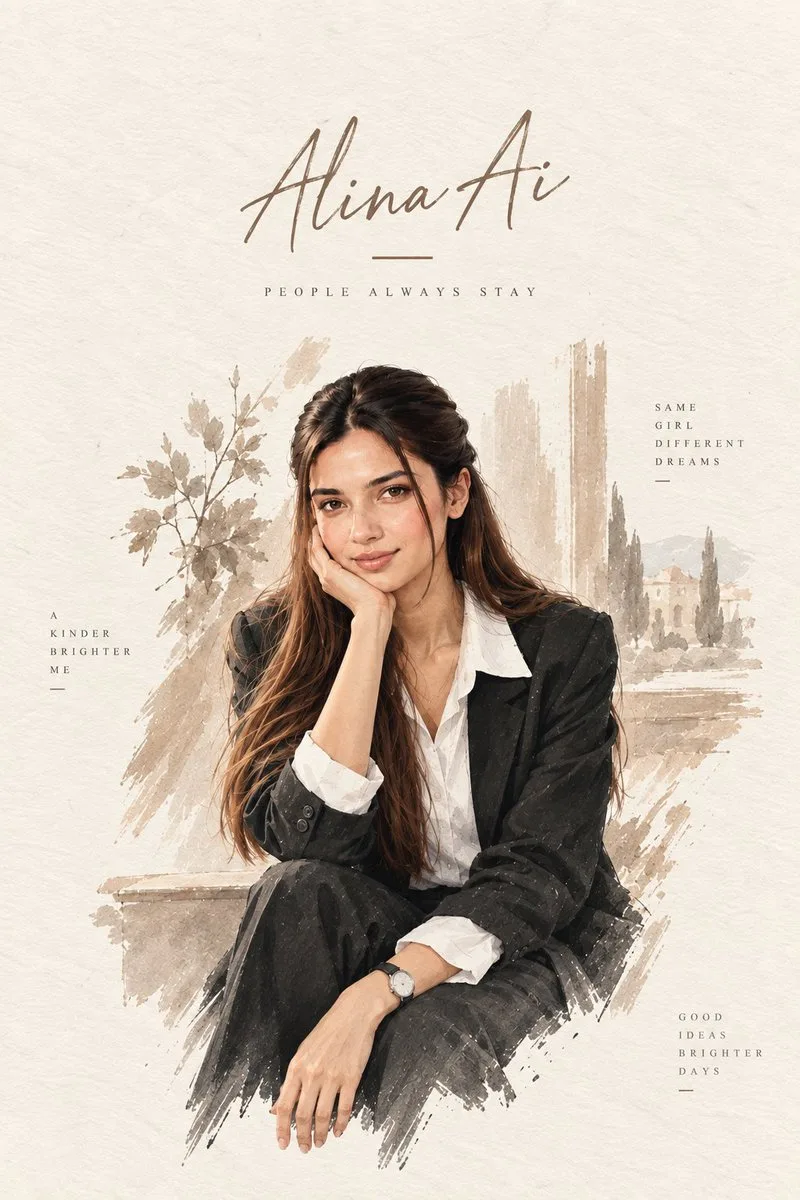 Watercolor Portrait Poster, AI generated image
