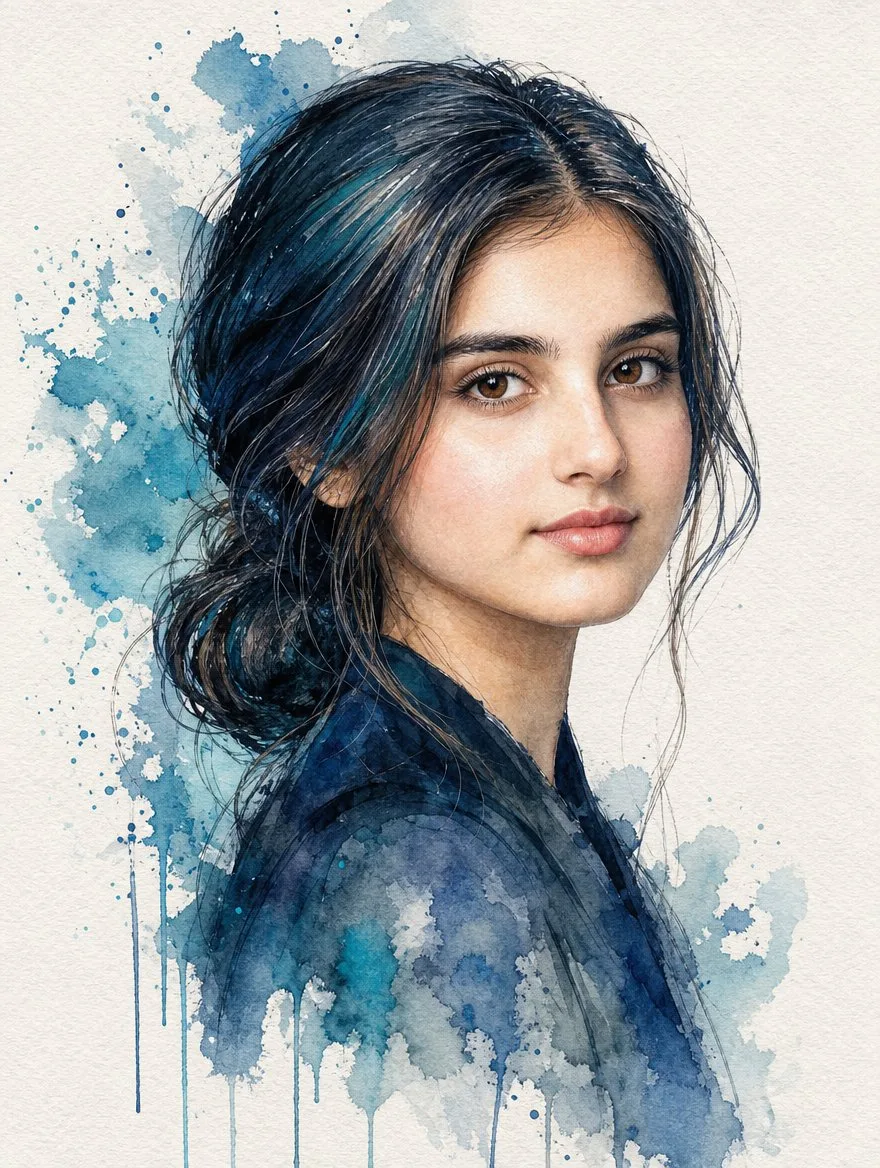 Watercolor Portrait, AI generated image