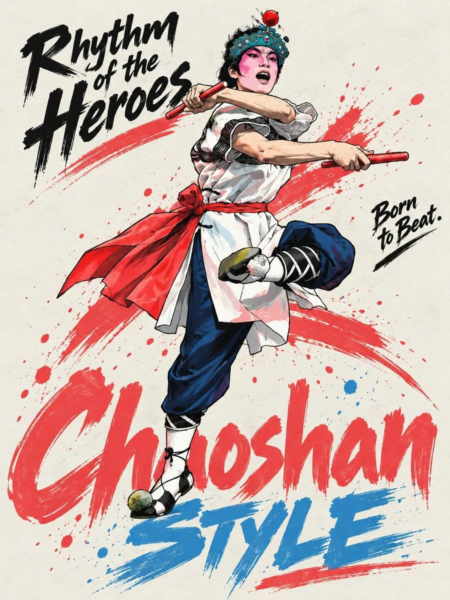 Yingge Dance Poster Illustration, AI generated image