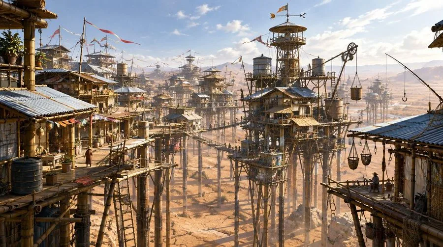 Zenobia City On Stilts, AI generated image